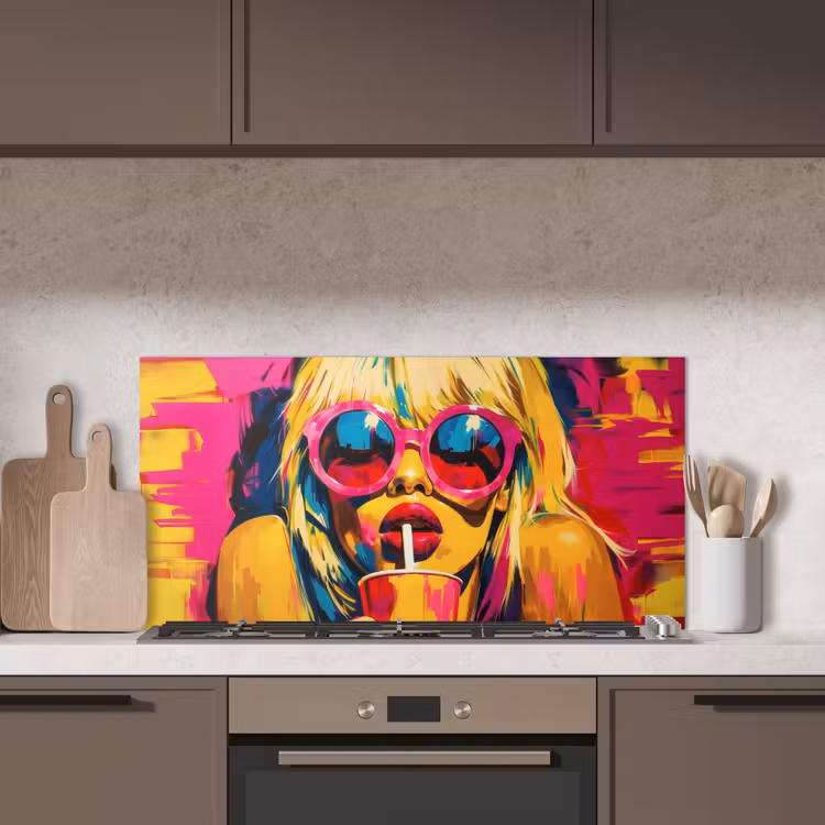Zonnebril - Roze - Vrouw - Rietje keuken achterwand spatscherm middel -sfeer2