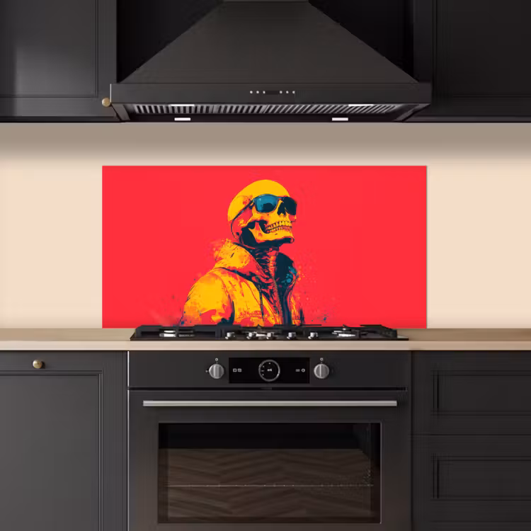 Zonnebril - Schedel - Jas - Rood keuken achterwand spatscherm middel -sfeer1