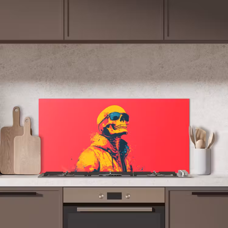 Zonnebril - Schedel - Jas - Rood keuken achterwand spatscherm middel -sfeer2