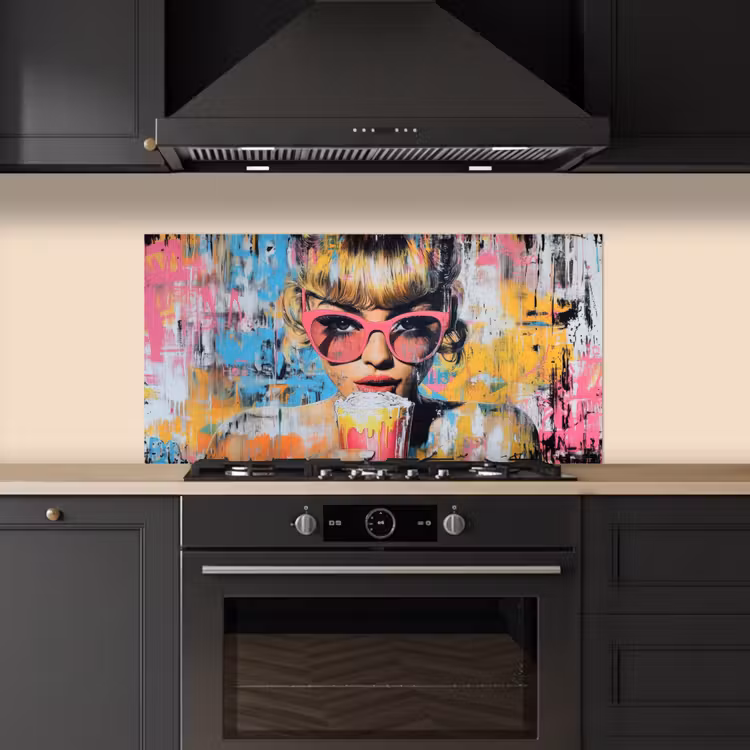Zonnebril - Vrouw - Kleurrijk - Verfspetters keuken achterwand spatscherm middel -sfeer1