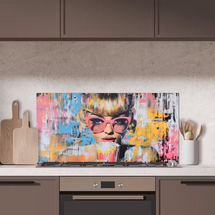 Zonnebril - Vrouw - Kleurrijk - Verfspetters keuken achterwand spatscherm middel -sfeer2