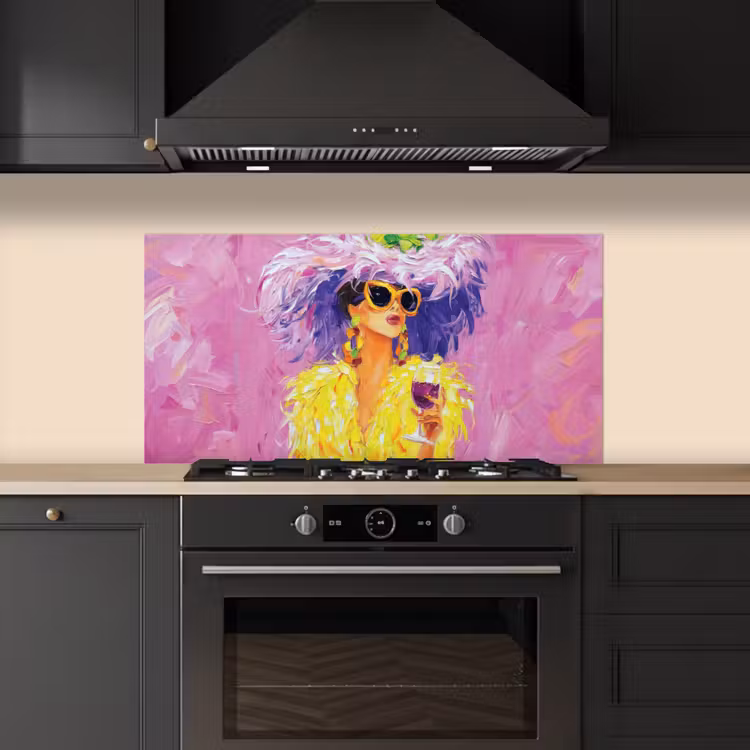 Zonnebril - Vrouw - Jas - Veren keuken achterwand spatscherm middel -sfeer1