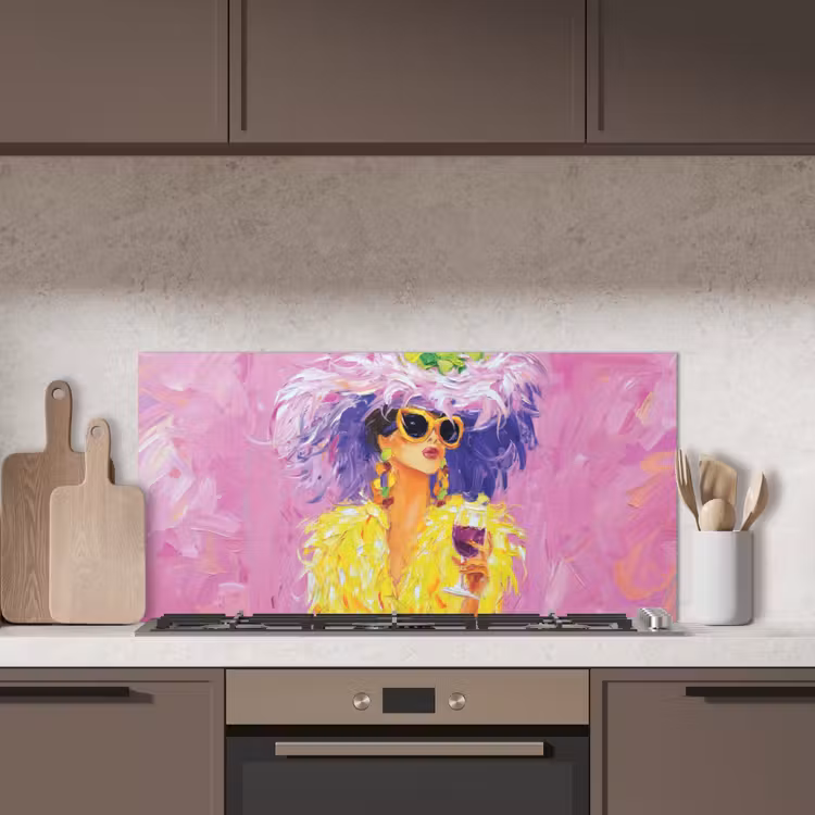 Zonnebril - Vrouw - Jas - Veren keuken achterwand spatscherm middel -sfeer2