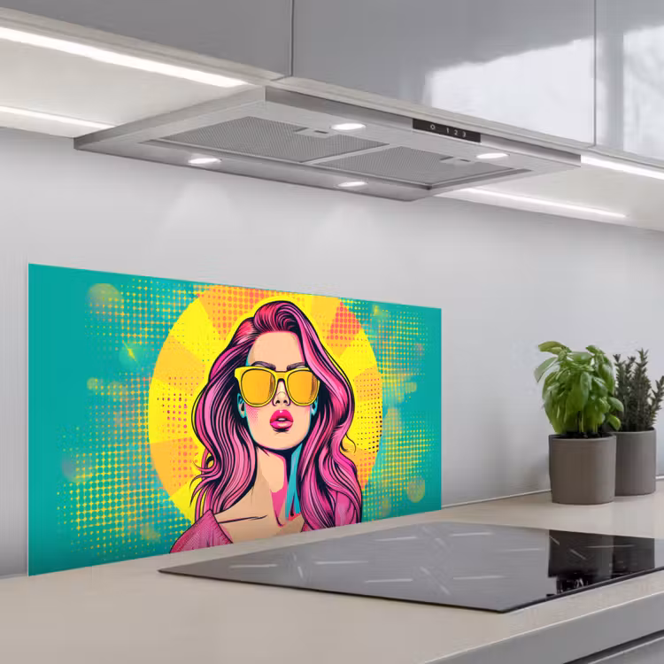 Zonnebril - Vrouw - Zonnig - Geel keuken achterwand spatscherm middel -3d_schuin