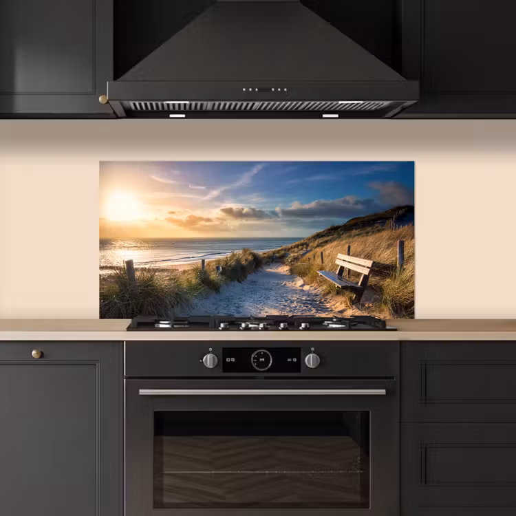 Zonsondergang - Strand - Duin - Gras - Bank keuken achterwand spatscherm middel -sfeer1