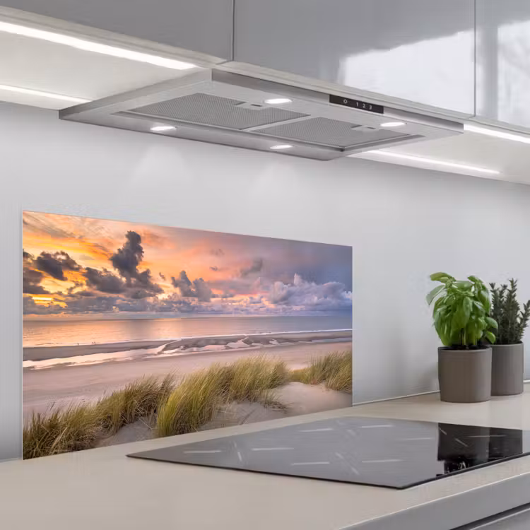 Zonsondergang - Duin - Strand - Planten - Zee keuken achterwand spatscherm middel -3d_schuin