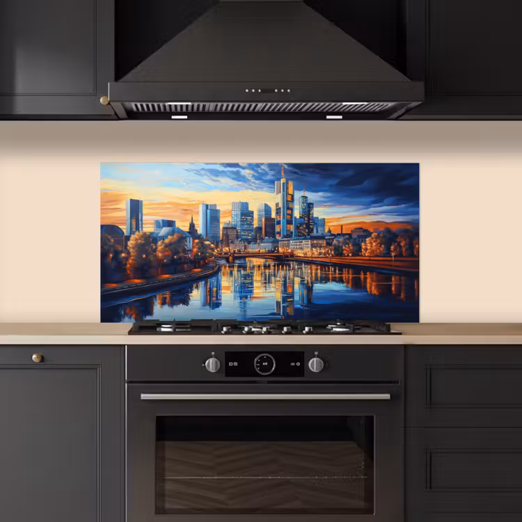 Zonsondergang Frankfurt - Stad - Skyline - Water keuken achterwand spatscherm middel -sfeer1