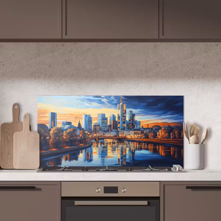 Zonsondergang Frankfurt - Stad - Skyline - Water keuken achterwand spatscherm middel -sfeer2