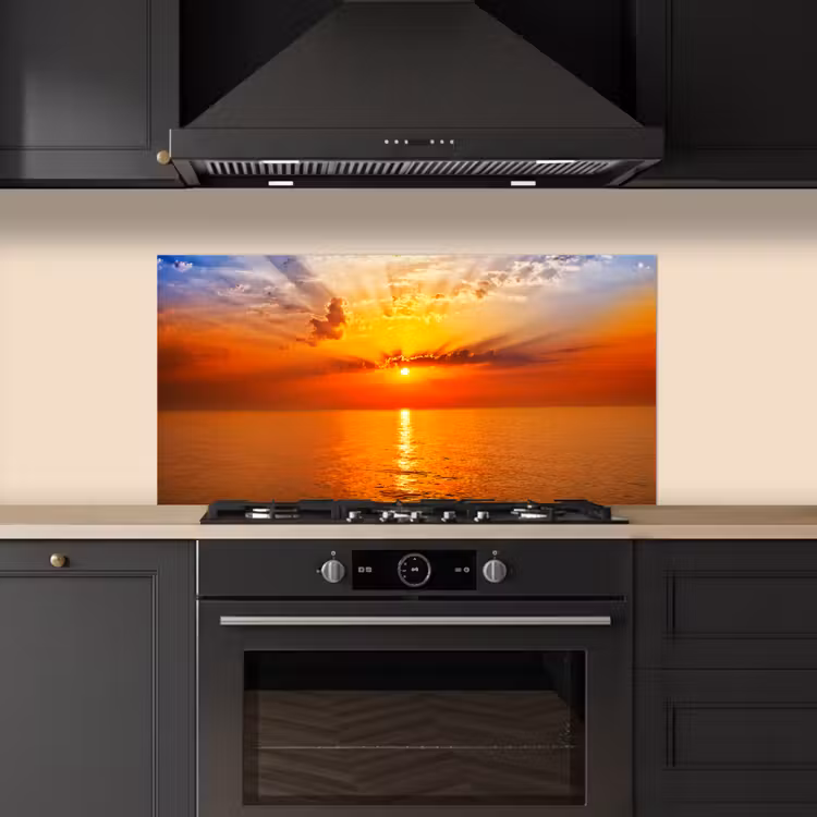 Zonsondergang - Zee - Lucht - Oranje - Horizon - Water keuken achterwand spatscherm middel -sfeer1