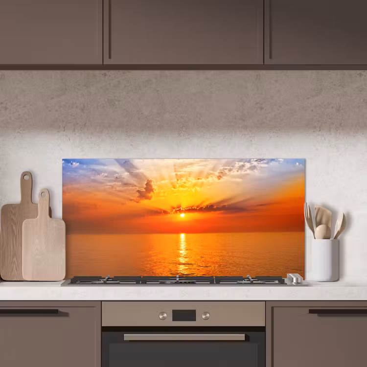 Zonsondergang - Zee - Lucht - Oranje - Horizon - Water keuken achterwand spatscherm middel -sfeer2