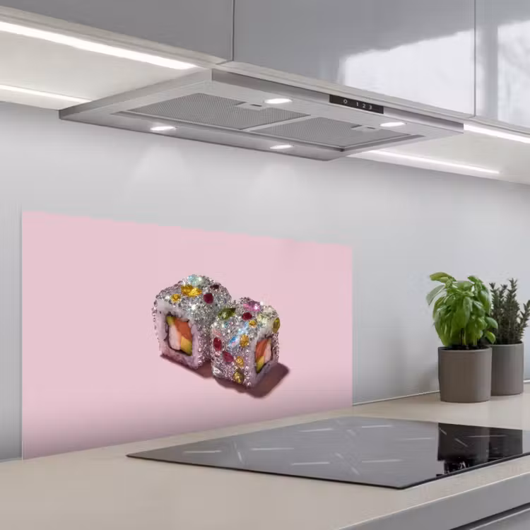 Sushi - Rolletjes - Steentjes - Kleurrijk keuken achterwand spatscherm middel -3d_schuin