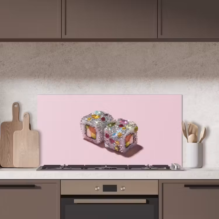 Sushi - Rolletjes - Steentjes - Kleurrijk keuken achterwand spatscherm middel -sfeer2