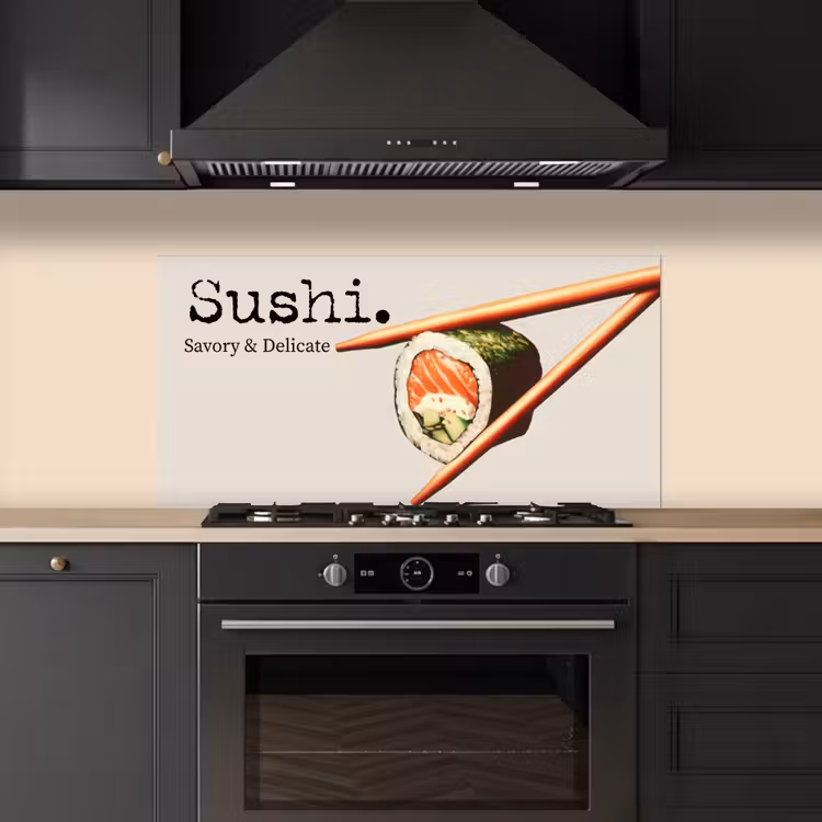 Sushi - Zalm - Rijst - Japans keuken achterwand spatscherm middel -sfeer1