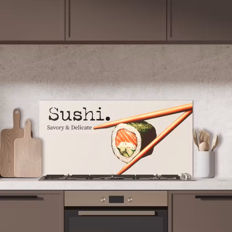 Sushi - Zalm - Rijst - Japans keuken achterwand spatscherm middel -sfeer2