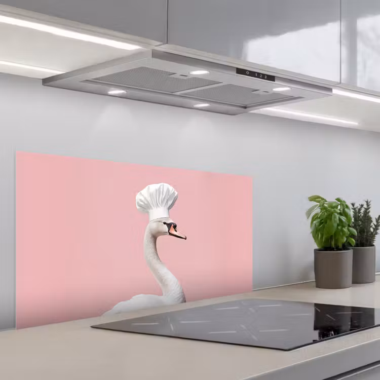 Zwaan - Koksmuts - Mooi - Klassiek keuken achterwand spatscherm middel -3d_schuin