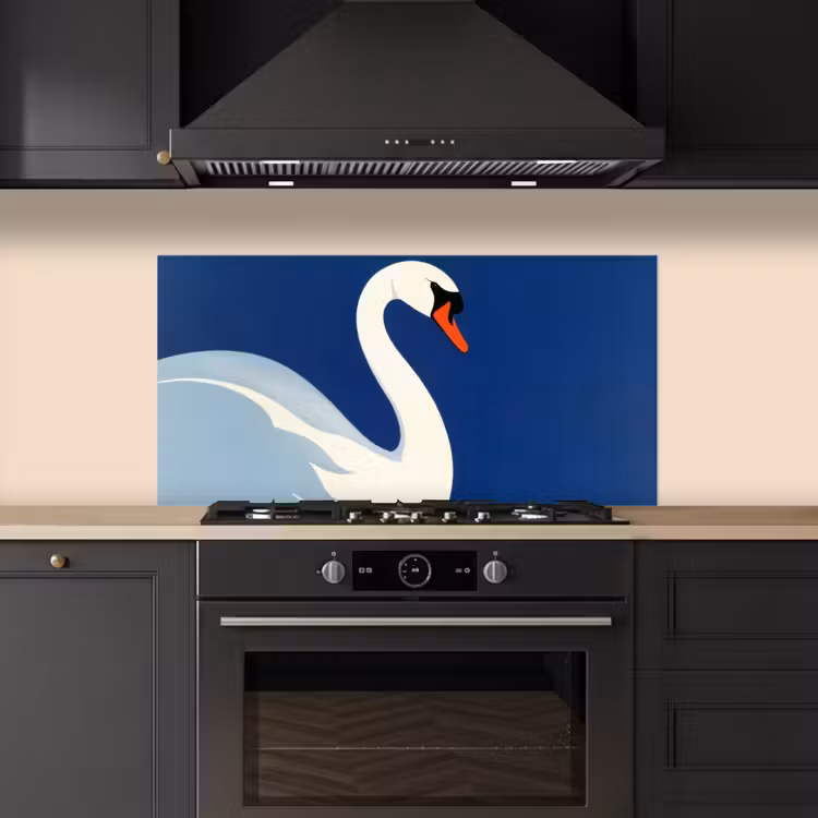 Zwaan - Wit - Snavel - Illustratie keuken achterwand spatscherm middel -sfeer1