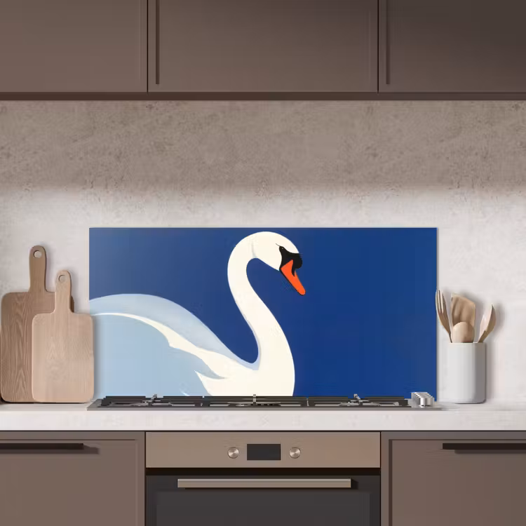 Zwaan - Wit - Snavel - Illustratie keuken achterwand spatscherm middel -sfeer2