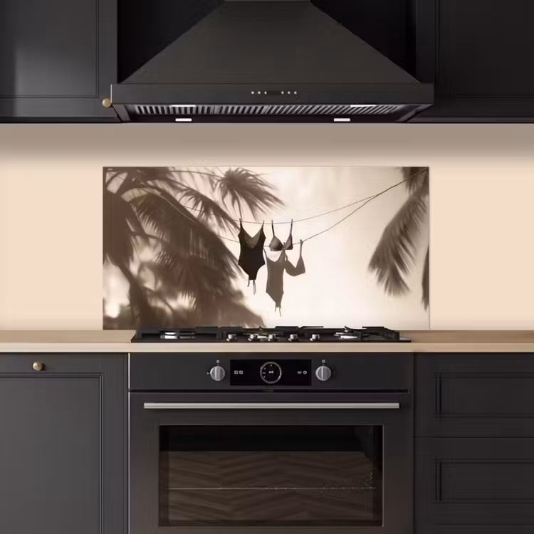 Badkleding - Palmbomen - Schaduw - Tropisch keuken achterwand spatscherm middel -sfeer1