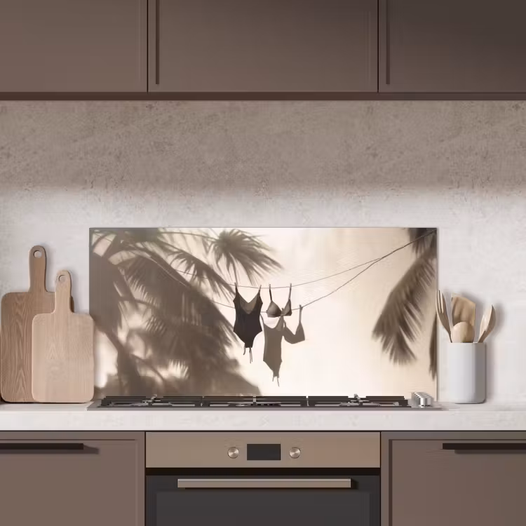 Badkleding - Palmbomen - Schaduw - Tropisch keuken achterwand spatscherm middel -sfeer2