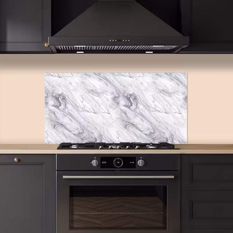 Wervelende - Grijsstructuur - Marmer - Wit keuken achterwand spatscherm middel 899 -sfeer1