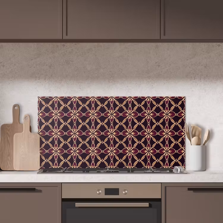 Symmetrisch - Tegel - Burgundy keuken achterwand spatscherm middel 899 -sfeer2