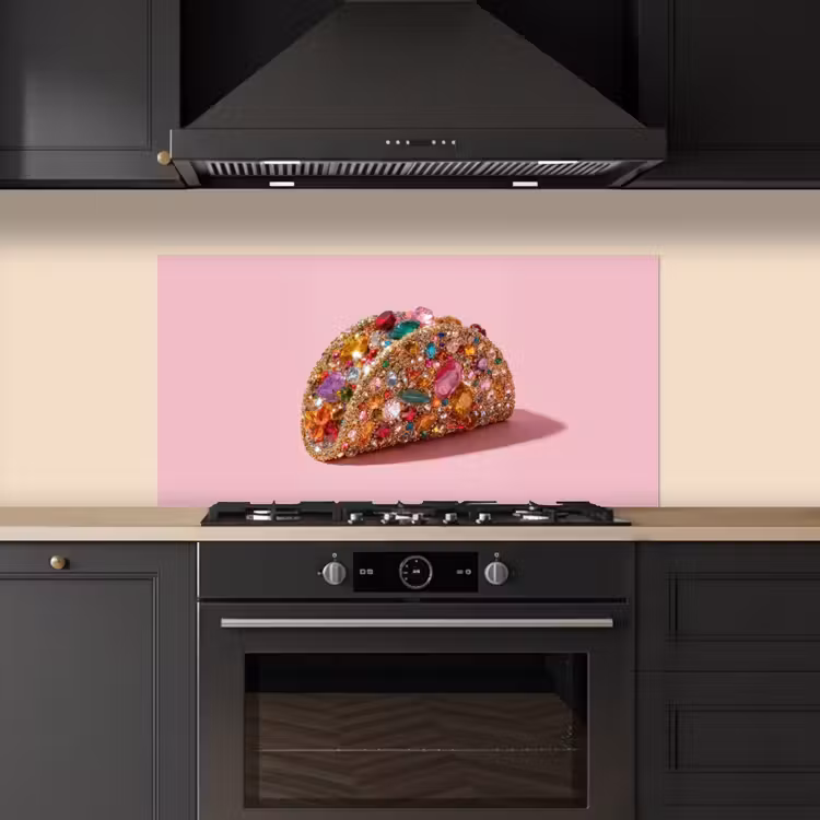 Taco - Kleurrijk - Edelstenen - Goud keuken achterwand spatscherm middel -sfeer1