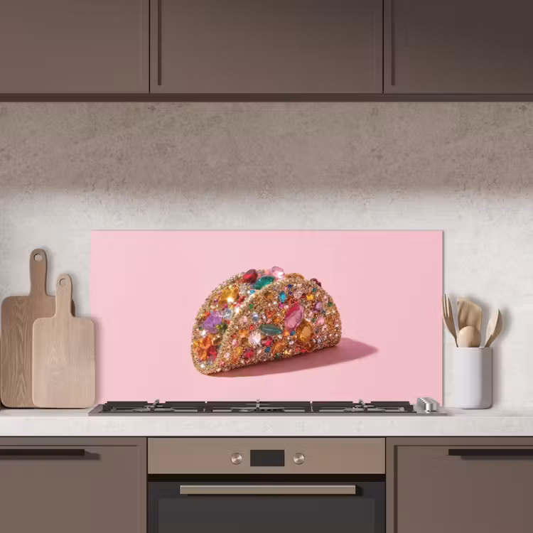 Taco - Kleurrijk - Edelstenen - Goud keuken achterwand spatscherm middel -sfeer2