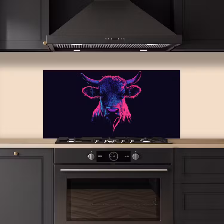 Stier - Neon - Zwart - Kleur keuken achterwand spatscherm middel -sfeer1