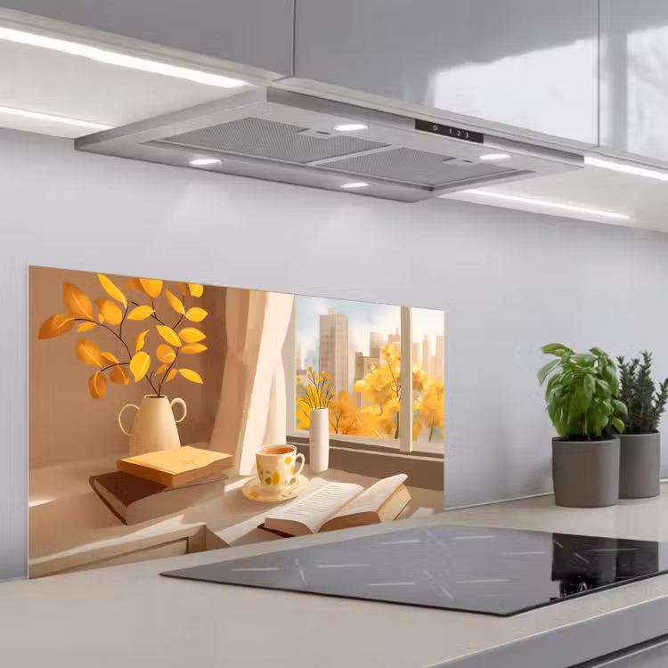 Thee - Boek - Thee - Herfst keuken achterwand spatscherm middel -3d_schuin