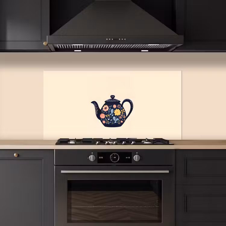 Theepot - Kleurrijk - Bloemen keuken achterwand spatscherm middel -sfeer1