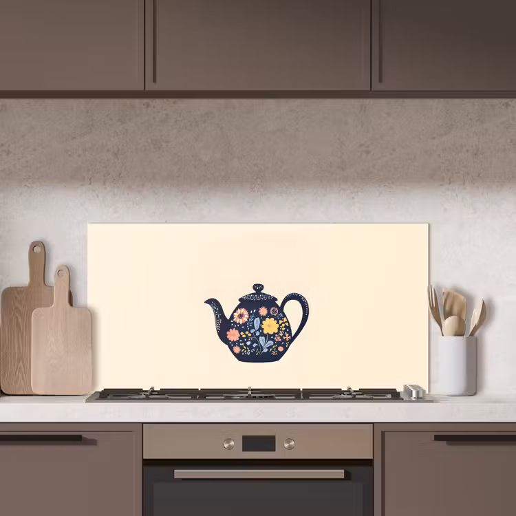 Theepot - Kleurrijk - Bloemen keuken achterwand spatscherm middel -sfeer2