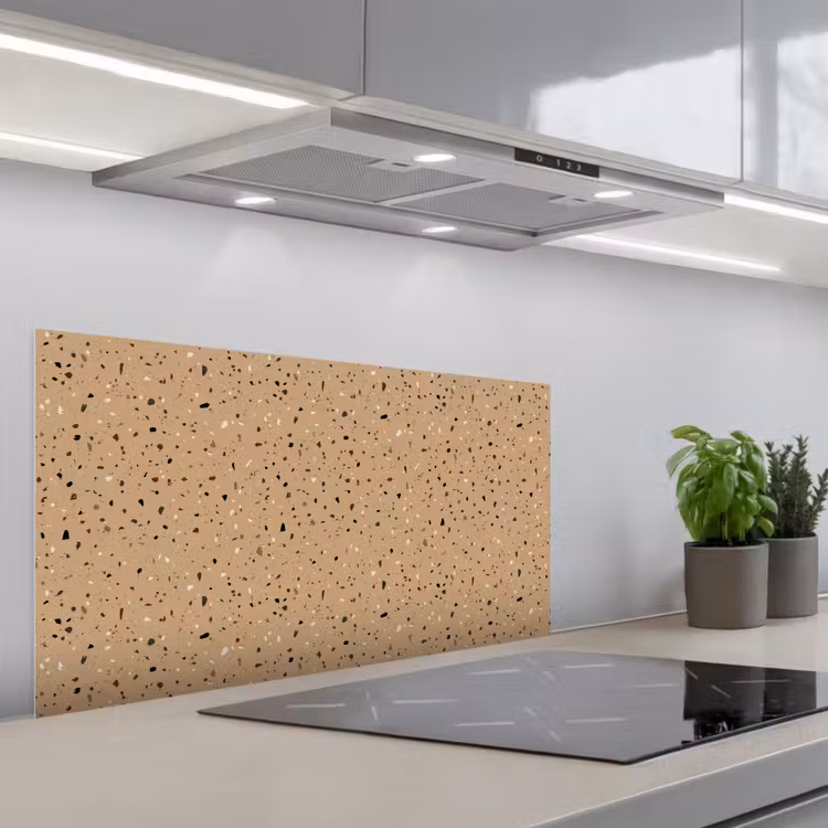 Terrazzo - Patroon - Beige keuken achterwand spatscherm middel 899 -3d_schuin