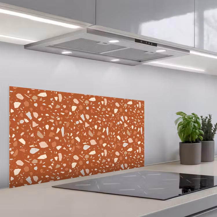 Terrazzo - Patroon - Klei keuken achterwand spatscherm middel 899 -3d_schuin