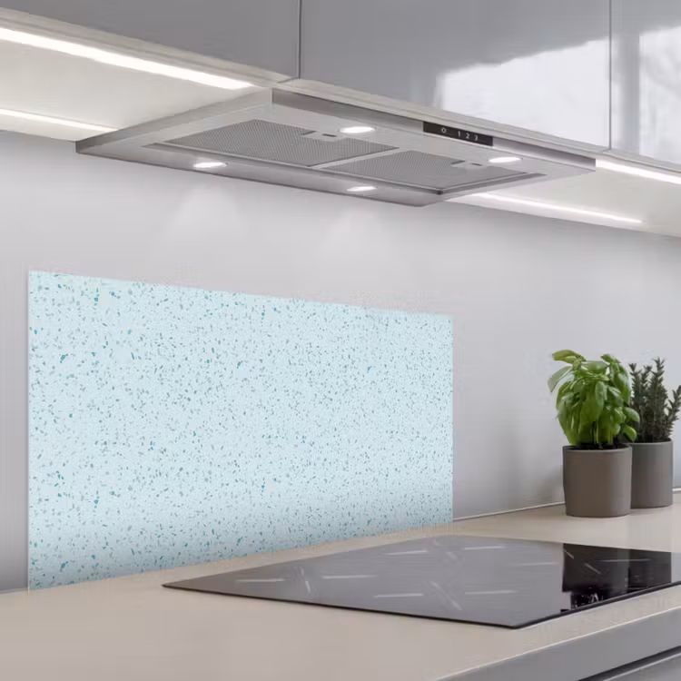 Terrazzo - Patroon - Kleurrijk - Baby Blauw keuken achterwand spatscherm middel 899 -3d_schuin