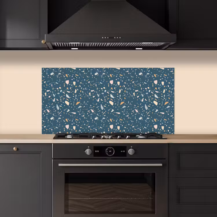 Terrazzo - Patroon - Kleurrijk - Diep blauw keuken achterwand spatscherm middel 899 -sfeer1