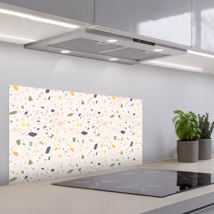 Terrazzo - Patroon - Kleurrijk - Festival keuken achterwand spatscherm middel 899 -3d_schuin