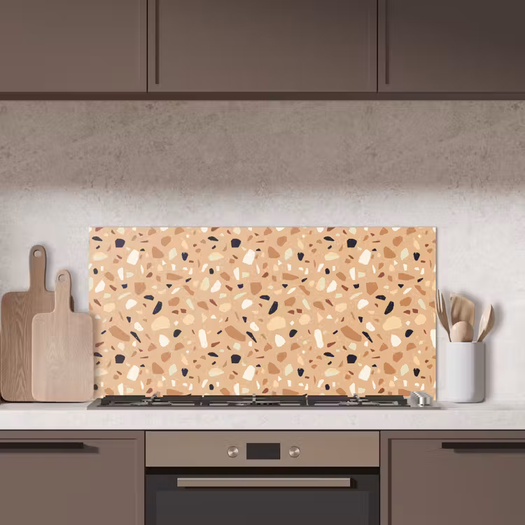 Terrazzo - Patroon - Kleurrijk - Oranje keuken achterwand spatscherm middel 899 -sfeer2