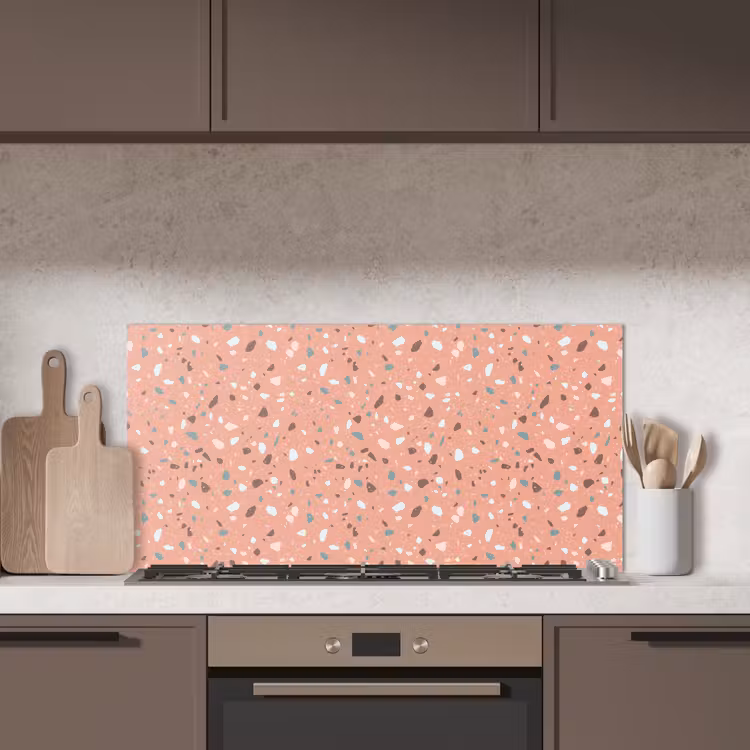 Terrazzo -  Patroon - Kleurrijk - Roze - Blauw keuken achterwand spatscherm middel 899 -sfeer2