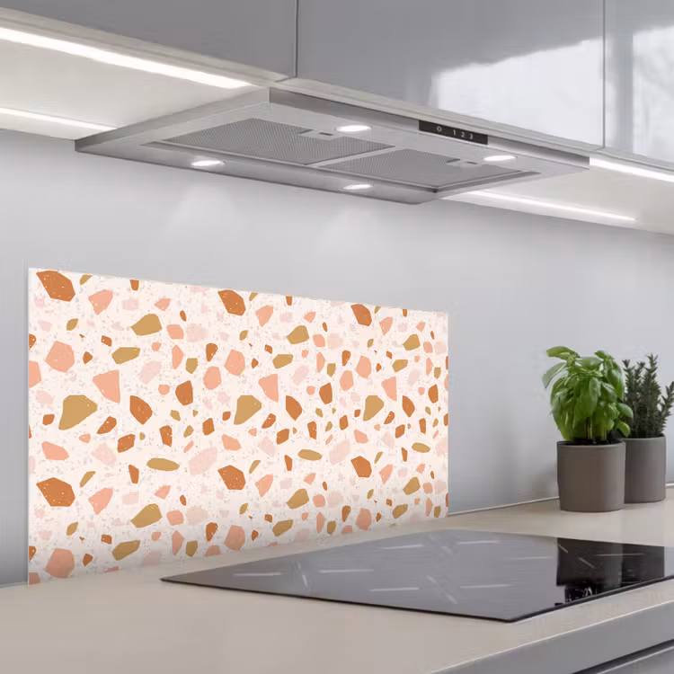 Terrazzo -  Patroon - Kleurrijk - Zalm keuken achterwand spatscherm middel 899 -3d_schuin