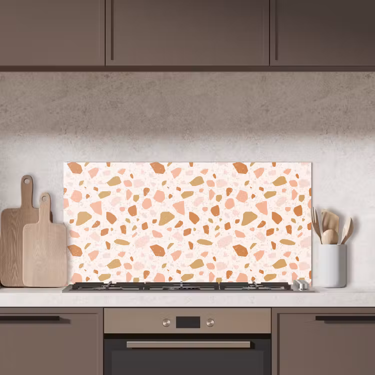 Terrazzo -  Patroon - Kleurrijk - Zalm keuken achterwand spatscherm middel 899 -sfeer2