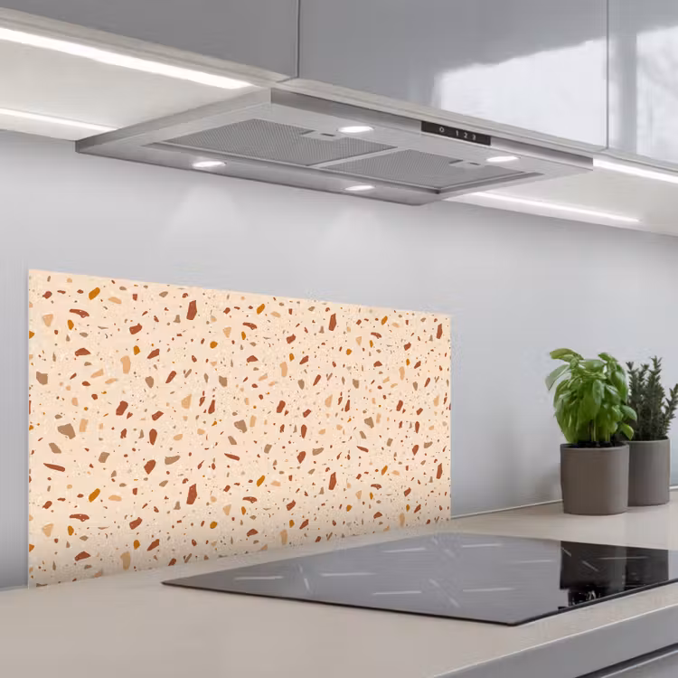 Terrazzo - Patroon - Kleurrijk - Steen keuken achterwand spatscherm middel 899 -3d_schuin