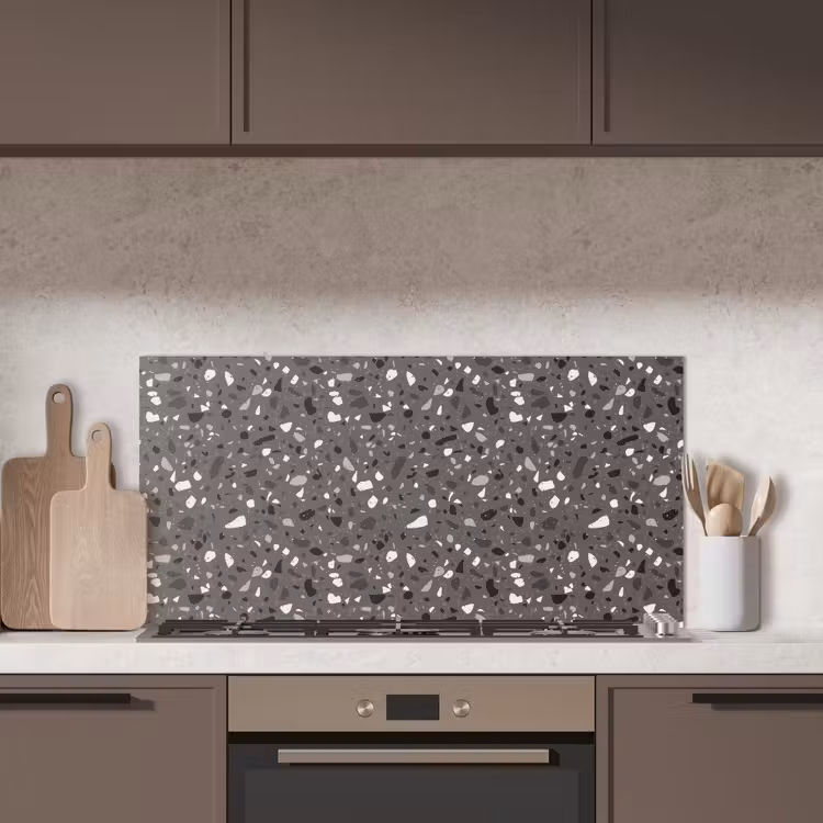 Terrazzo - Patroon - Grijs keuken achterwand spatscherm middel 899 -sfeer2