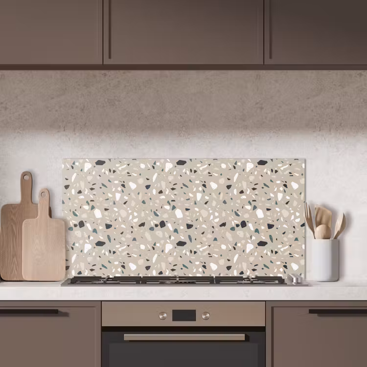 Terrazzo - Patroon - Groen keuken achterwand spatscherm middel 899 -sfeer2