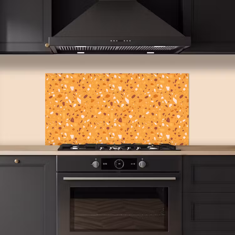 Terrazzo -  Patroon - Okergeel keuken achterwand spatscherm middel 899 -sfeer1
