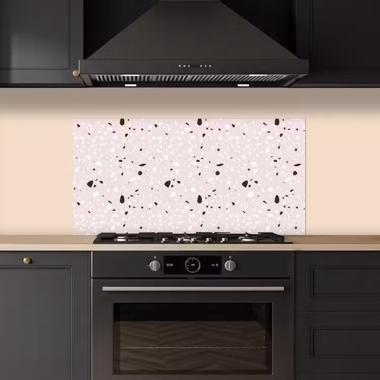 Terrazzo - Patroon - Zacht - Zwart - Wit keuken achterwand spatscherm middel 899 -sfeer1