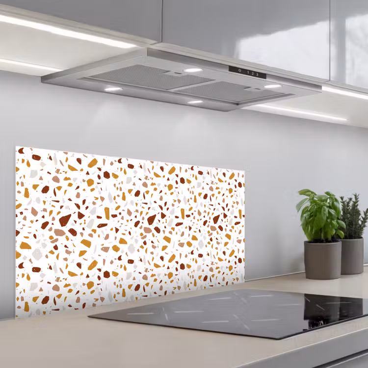 Terrazzo -  Patroon - Wit - Urban keuken achterwand spatscherm middel 899 -3d_schuin