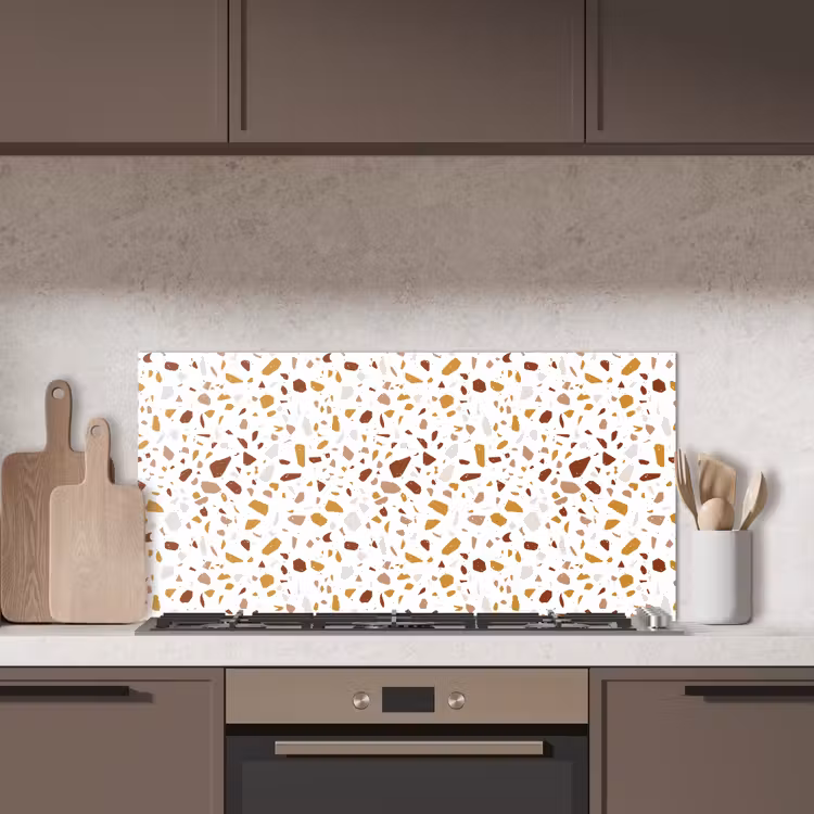 Terrazzo -  Patroon - Wit - Urban keuken achterwand spatscherm middel 899 -sfeer2