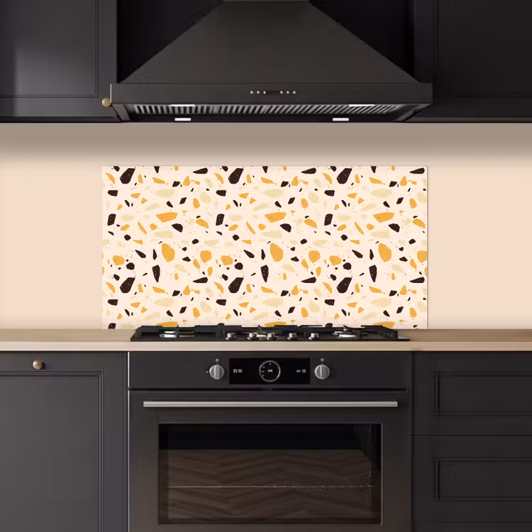 Terrazzo -  Patroon - Geel - keuken achterwand spatscherm middel 899 -sfeer1