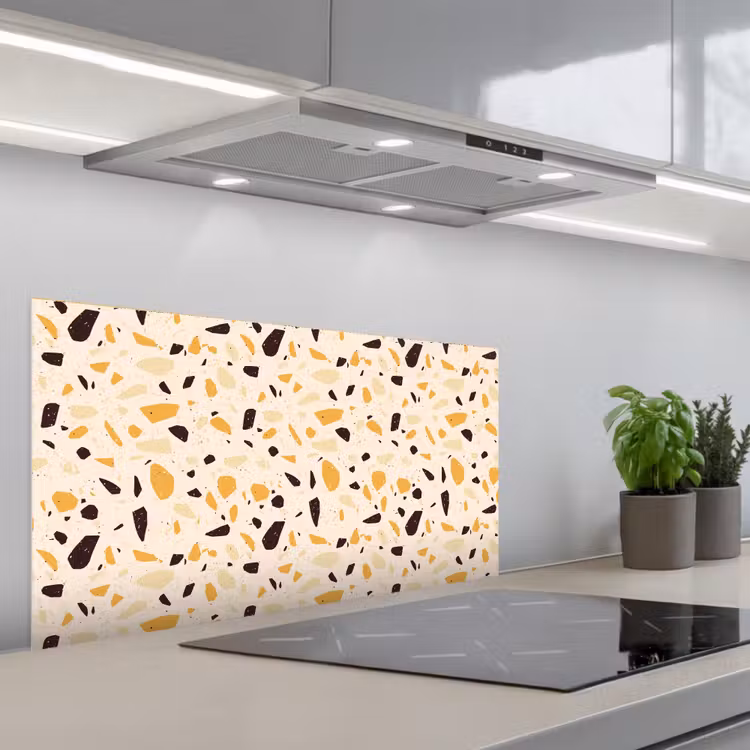 Terrazzo -  Patroon - Geel - keuken achterwand spatscherm middel 899 -3d_schuin