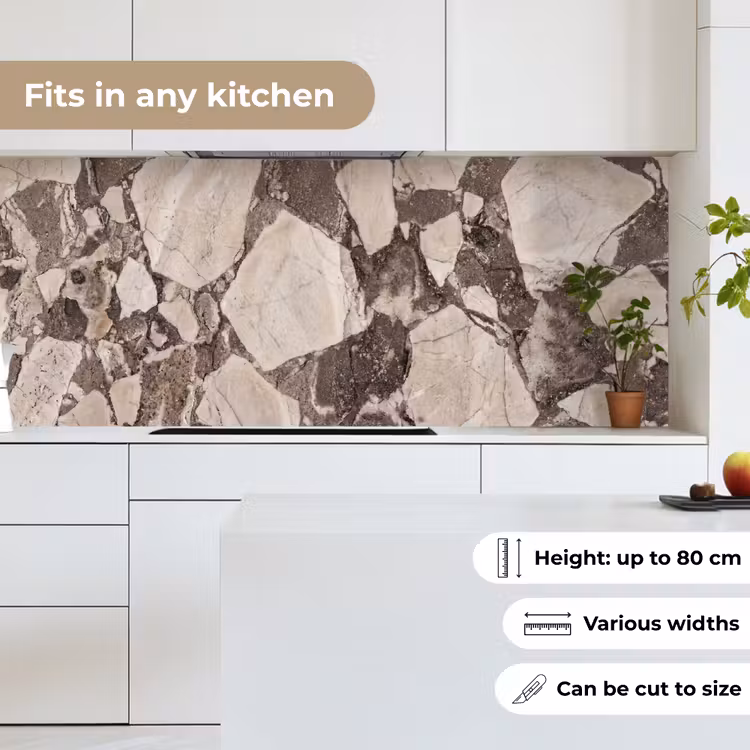 Textuur - Marmer - Abstract - Beige - Bruin keuken achterwand 2 middel -sfeer4_UK